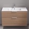 Wall Mounted Bathroom Vanity, Modern, Walnut, 40